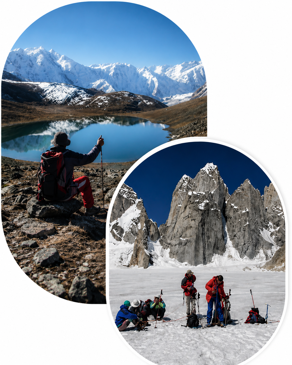 Adventure travelers camping in the Karakoram Mountains during a guided K2 Base Camp trekking tour in Pakistan